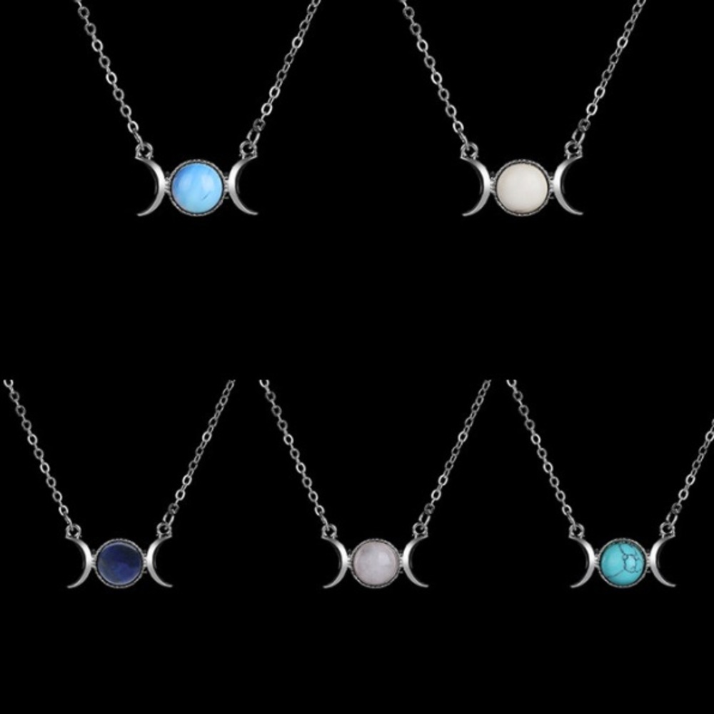 ❗️2 left❗️Crescent Moon Genuine Stone Necklace